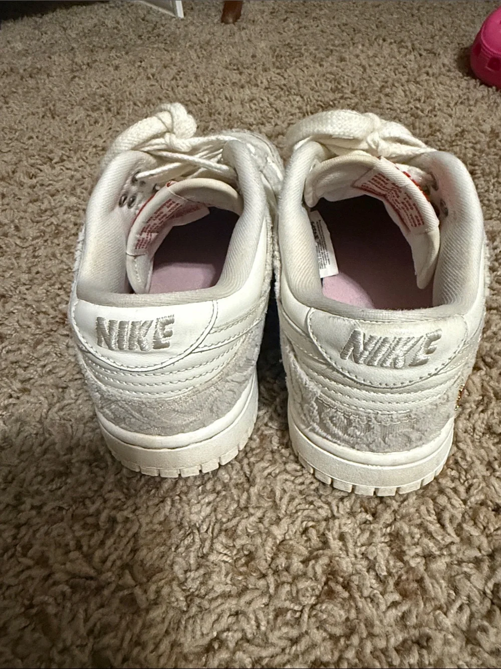 Nike Kids White Low-Top Sneakers with Lace Overlay